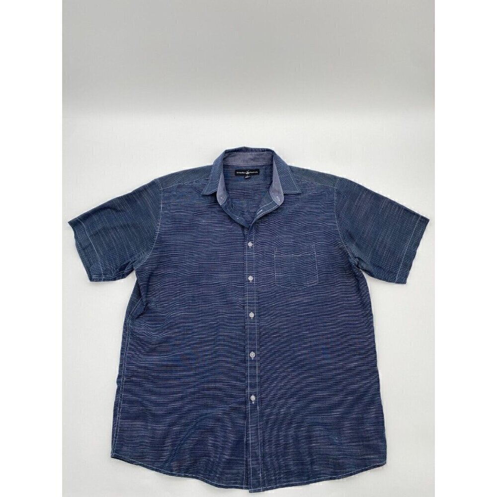 Beverly Hills Polo Club Men's Blue Button Down Short Sleeve Shirt Size Large